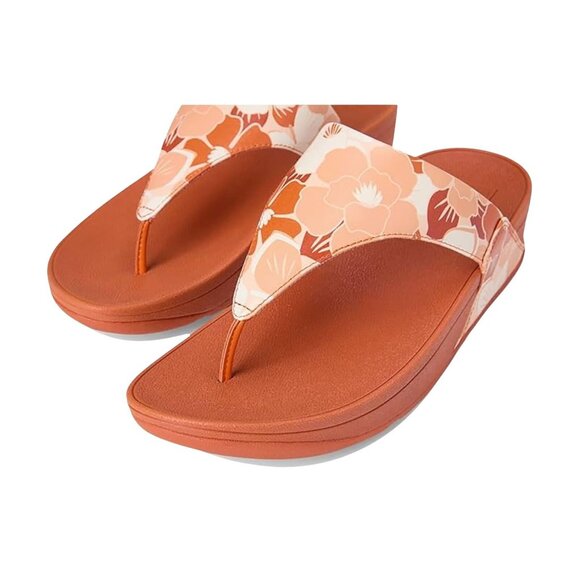 Fitflop Womens Lulu Flowerz Leather Toe-Post Sandals JE1-C36 Peach Orange 6M - Picture 10 of 12